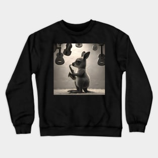 Baby Kangaroo playing a sax Crewneck Sweatshirt